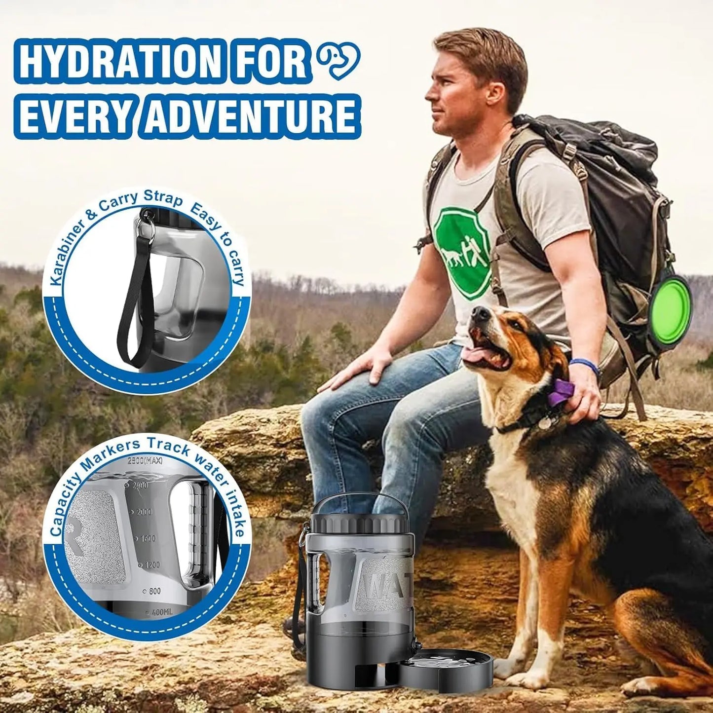 Dog Water Bowl Dispenser, 95Oz Portable Dog Travel Water Bottle ,Large Outdoor Pet Travel Cup for Dogs Camping Hiking Beach Hunting Puppy Essentials for on the Go Park Car Walking Accessories