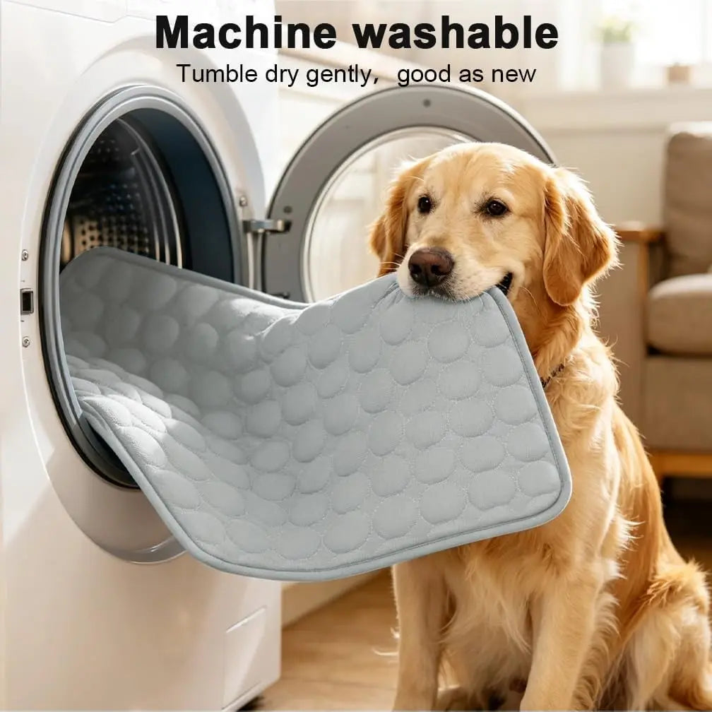 Dog Cooling Mat for Small to Medium Dogs, Long-Lasting Cool Pad for Outdoor & Indoor Use with Ice Silk Fabric & Waterproof Cover, Summer Cooling Pet Bed, Non-Slip Washable Pet Blanket