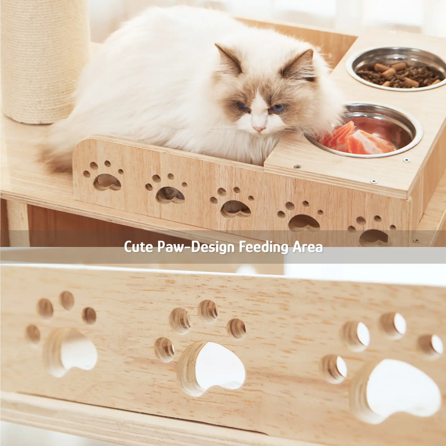 【Summervibes】Adjustable Height Cat Tree Tower (102-118 Inches ) 5-Tier Hemp Scratching Post Indoor/Outdoor Sturdy Cat Activity Center with Perches