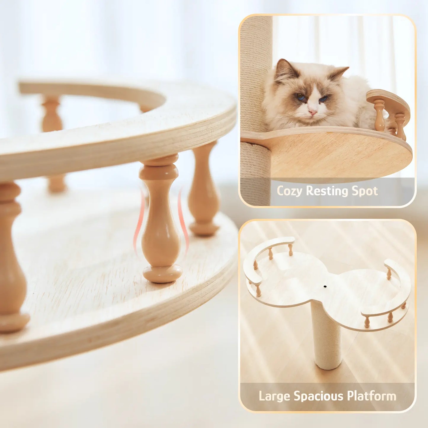 【Summervibes】Adjustable Height Cat Tree Tower (102-118 Inches ) 5-Tier Hemp Scratching Post Indoor/Outdoor Sturdy Cat Activity Center with Perches