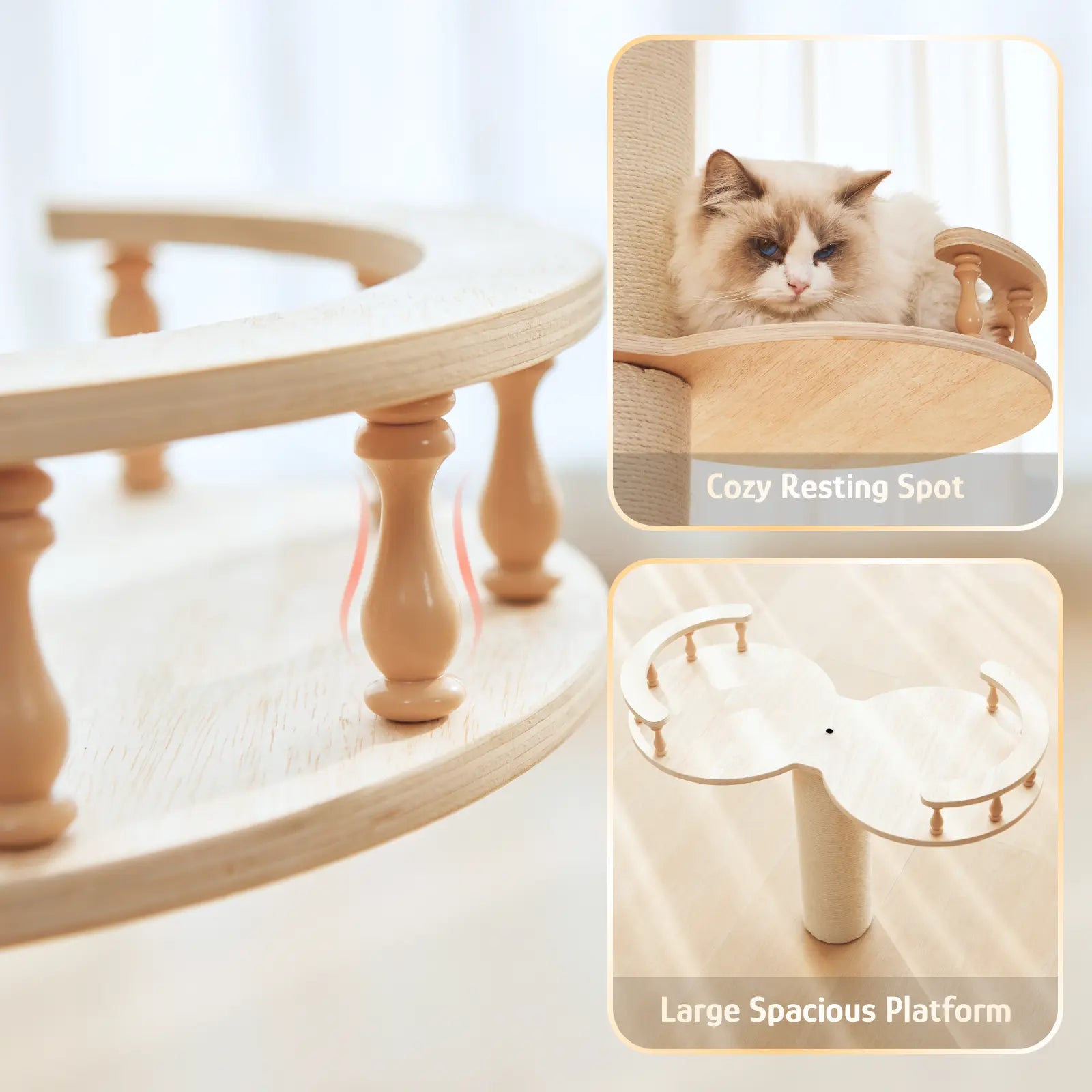 【Summervibes】Adjustable Height Cat Tree Tower (102-118 Inches ) 5-Tier Hemp Scratching Post Indoor/Outdoor Sturdy Cat Activity Center with Perches