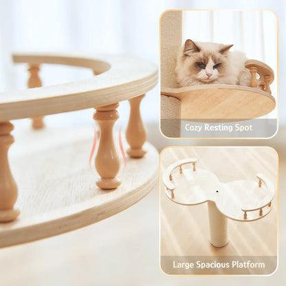 【Summervibes】Adjustable Height Cat Tree Tower (102-118 Inches ) 5-Tier Hemp Scratching Post Indoor/Outdoor Sturdy Cat Activity Center with Perches