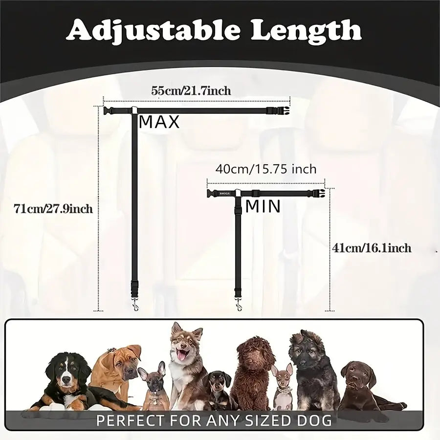 Pawzseek Dog Car Seat Belt Harness Straps - Adjustable, Durable, Easy to Use Pet Safety Accessory for Driving, Safety Harness