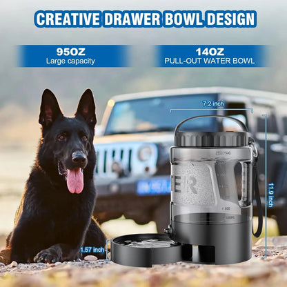 Dog Water Bowl Dispenser, 95Oz Portable Dog Travel Water Bottle ,Large Outdoor Pet Travel Cup for Dogs Camping Hiking Beach Hunting Puppy Essentials for on the Go Park Car Walking Accessories