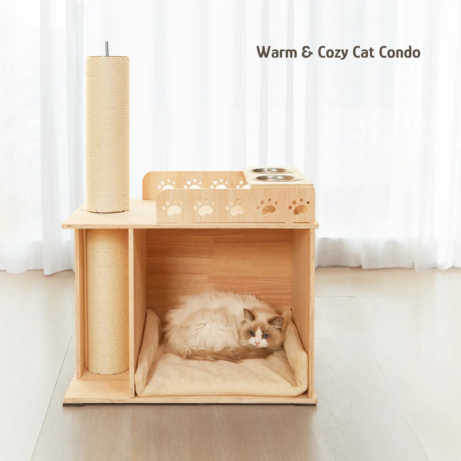 【Summervibes】Adjustable Height Cat Tree Tower (102-118 Inches ) 5-Tier Hemp Scratching Post Indoor/Outdoor Sturdy Cat Activity Center with Perches