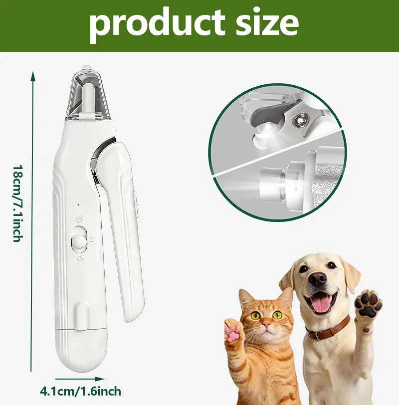 2-In-1 LED Stainless Steel Dog Nail Clipper & Grinder Combo, Safe ABS Universal Pet Grooming Tool, Quiet Low-Vibration, Sharp Blades, USB Rechargeable Paw Trimmer with Polishing for Dogs & Cats Home Use
