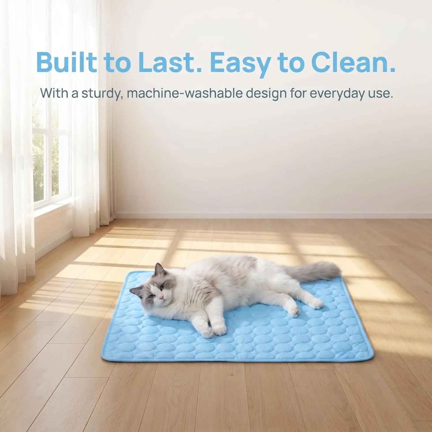 Dog Cooling Mat for Small to Medium Dogs, Long-Lasting Cool Pad for Outdoor & Indoor Use with Ice Silk Fabric & Waterproof Cover, Summer Cooling Pet Bed, Non-Slip Washable Pet Blanket