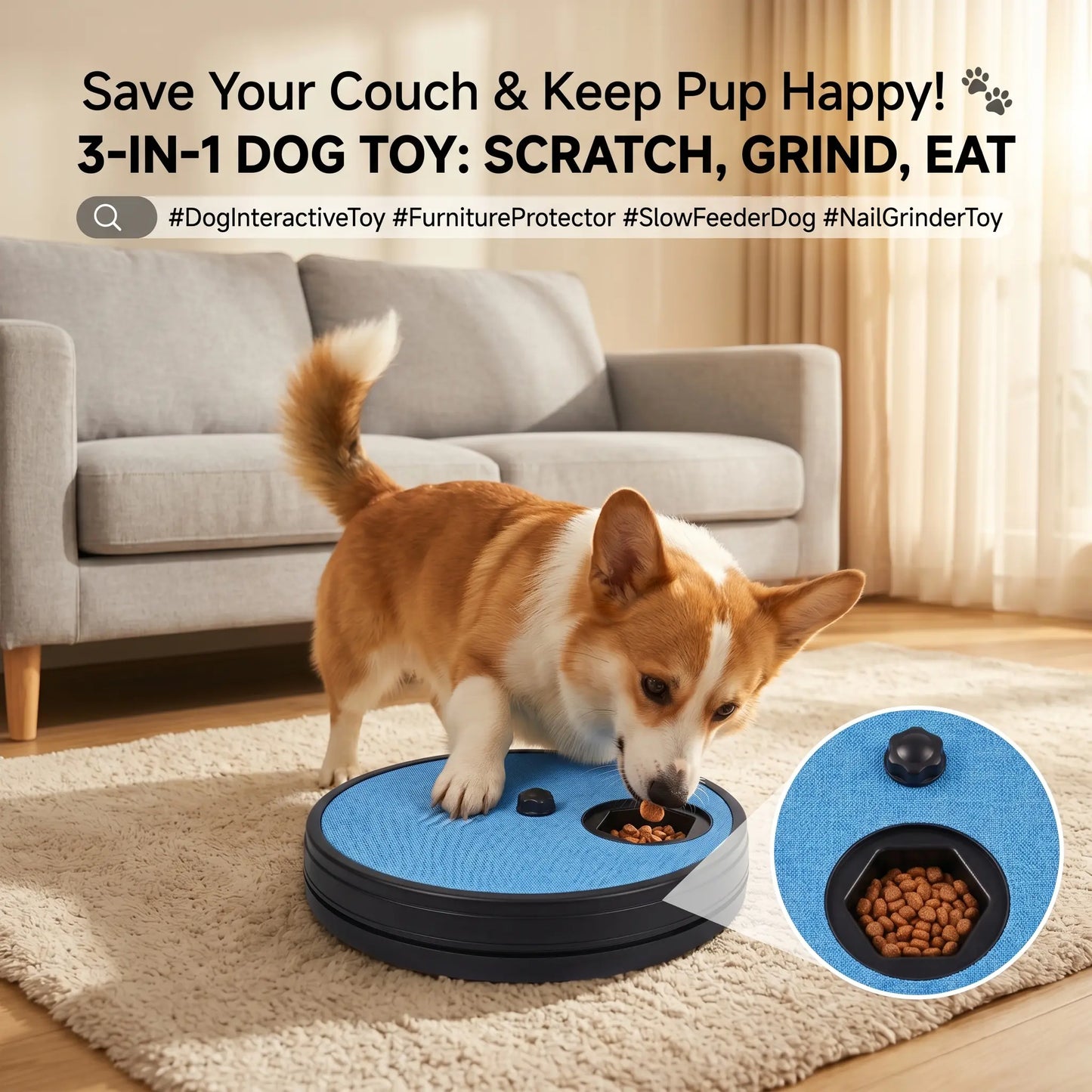 No More Nail Clippers|2-In-1 Dog Scratch Board & Puzzle Toy with Treat Dispenser. Alternative to Nail Clippers. Interactive Dog Puzzle Toy & Slow Feeder Bowl for Bored Dogs.