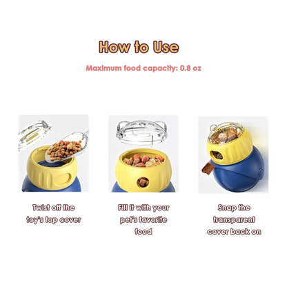 Cat & Small Dog Puzzle Food Dispensing Ball Slow Feeder Toy - Food Feeders for Boredom Relief, Interactive Treat Dispensing, Slow Eating & Enrichment