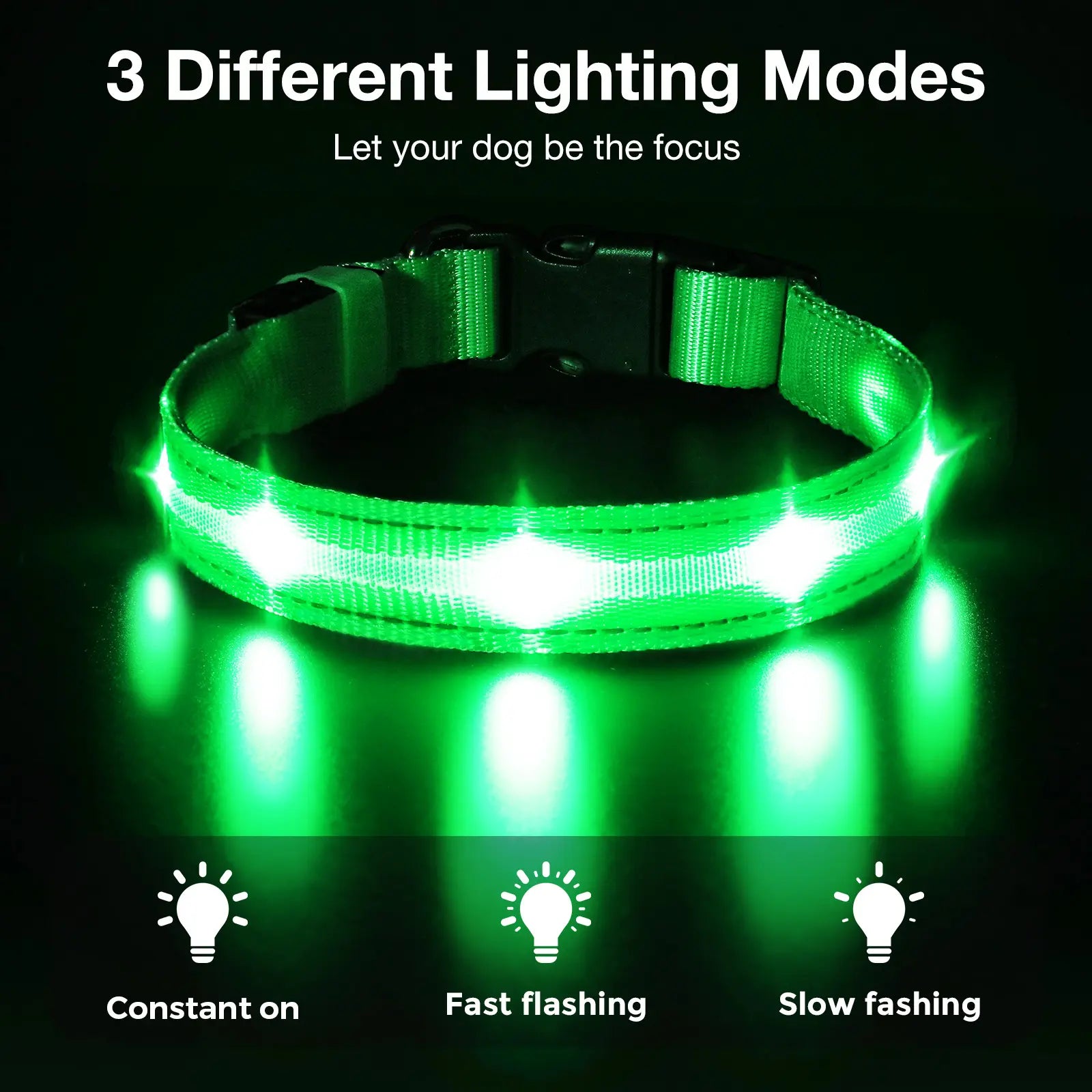 Ultra-Bright LED Dog Collar, Rechargeable & Waterproof, High Visibility Glow for Night Walks, Adjustable Safety Collar for All Dogs