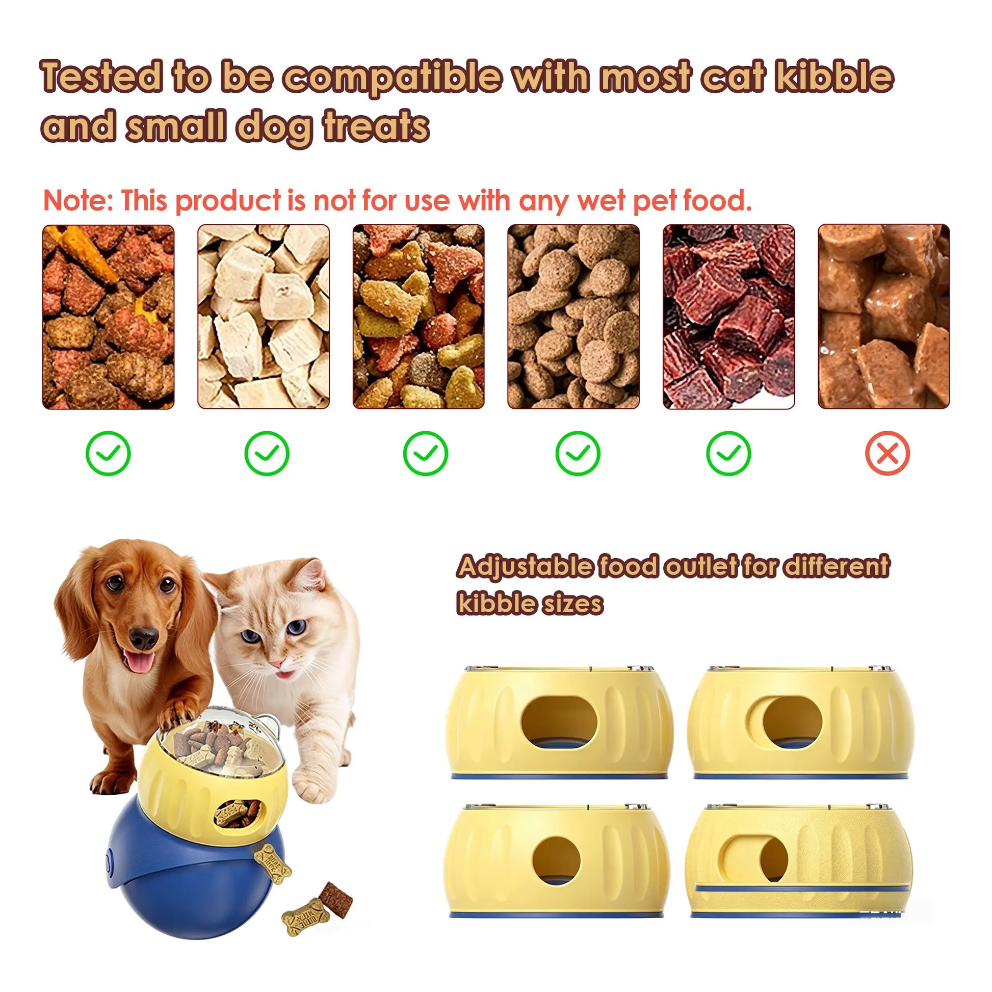 Cat & Small Dog Puzzle Food Dispensing Ball Slow Feeder Toy - Food Feeders for Boredom Relief, Interactive Treat Dispensing, Slow Eating & Enrichment