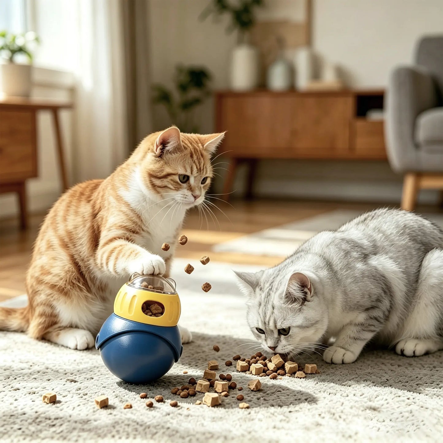 Cat & Small Dog Puzzle Food Dispensing Ball Slow Feeder Toy - Food Feeders for Boredom Relief, Interactive Treat Dispensing, Slow Eating & Enrichment