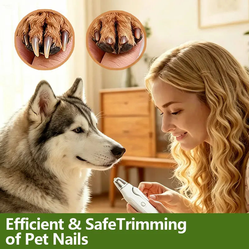 2-In-1 LED Stainless Steel Dog Nail Clipper & Grinder Combo, Safe ABS Universal Pet Grooming Tool, Quiet Low-Vibration, Sharp Blades, USB Rechargeable Paw Trimmer with Polishing for Dogs & Cats Home Use