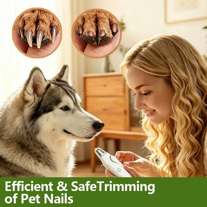 2-In-1 LED Stainless Steel Dog Nail Clipper & Grinder Combo, Safe ABS Universal Pet Grooming Tool, Quiet Low-Vibration, Sharp Blades, USB Rechargeable Paw Trimmer with Polishing for Dogs & Cats Home Use