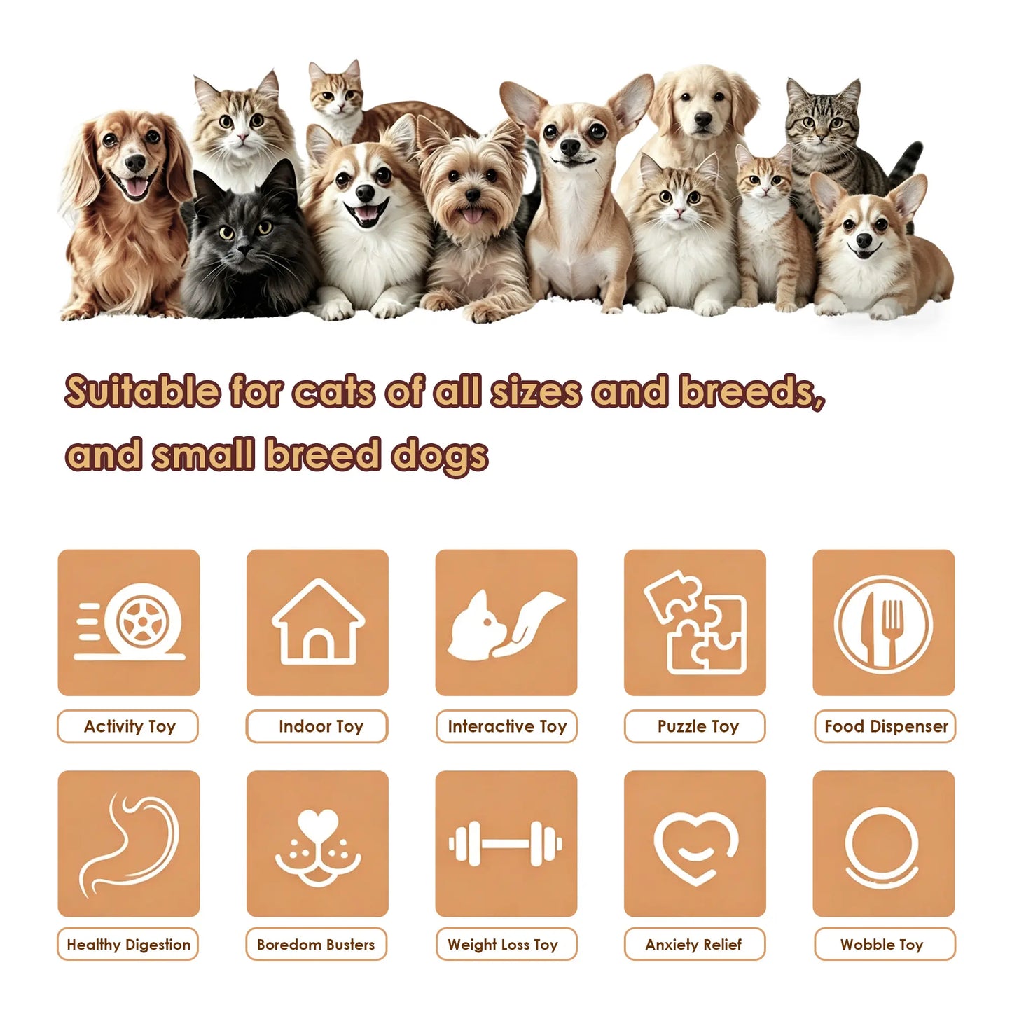 Cat & Small Dog Puzzle Food Dispensing Ball Slow Feeder Toy - Food Feeders for Boredom Relief, Interactive Treat Dispensing, Slow Eating & Enrichment