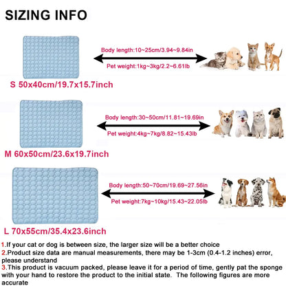 Dog Cooling Mat for Small to Medium Dogs, Long-Lasting Cool Pad for Outdoor & Indoor Use with Ice Silk Fabric & Waterproof Cover, Summer Cooling Pet Bed, Non-Slip Washable Pet Blanket