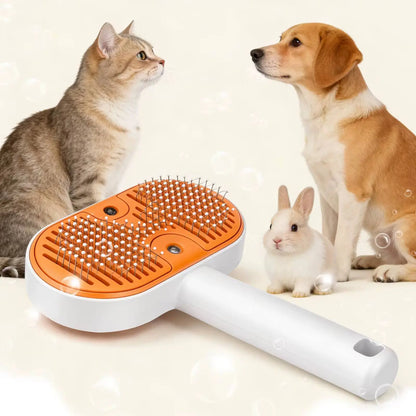 Upgraded 3-In-1 Steam Pet Grooming Brush for Dogs & Cats – Self-Cleaning Deshedding Comb with Spray Mist & UV Light