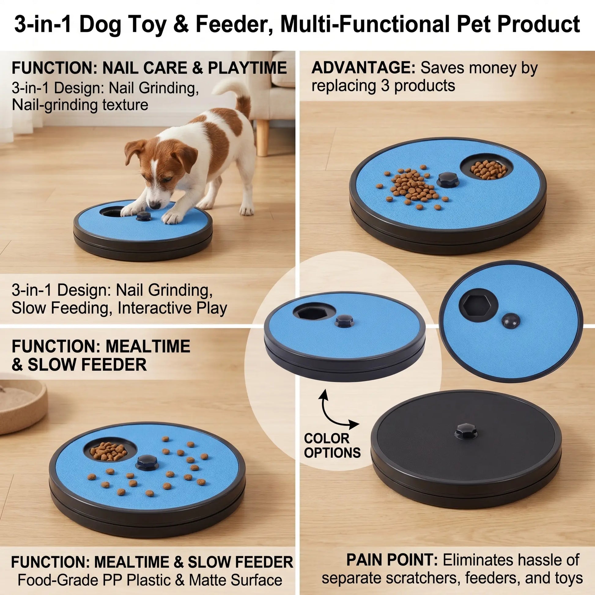 No More Nail Clippers|2-In-1 Dog Scratch Board & Puzzle Toy with Treat Dispenser. Alternative to Nail Clippers. Interactive Dog Puzzle Toy & Slow Feeder Bowl for Bored Dogs.