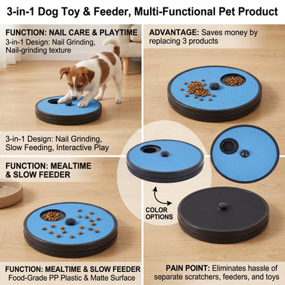 No More Nail Clippers|2-In-1 Dog Scratch Board & Puzzle Toy with Treat Dispenser. Alternative to Nail Clippers. Interactive Dog Puzzle Toy & Slow Feeder Bowl for Bored Dogs.