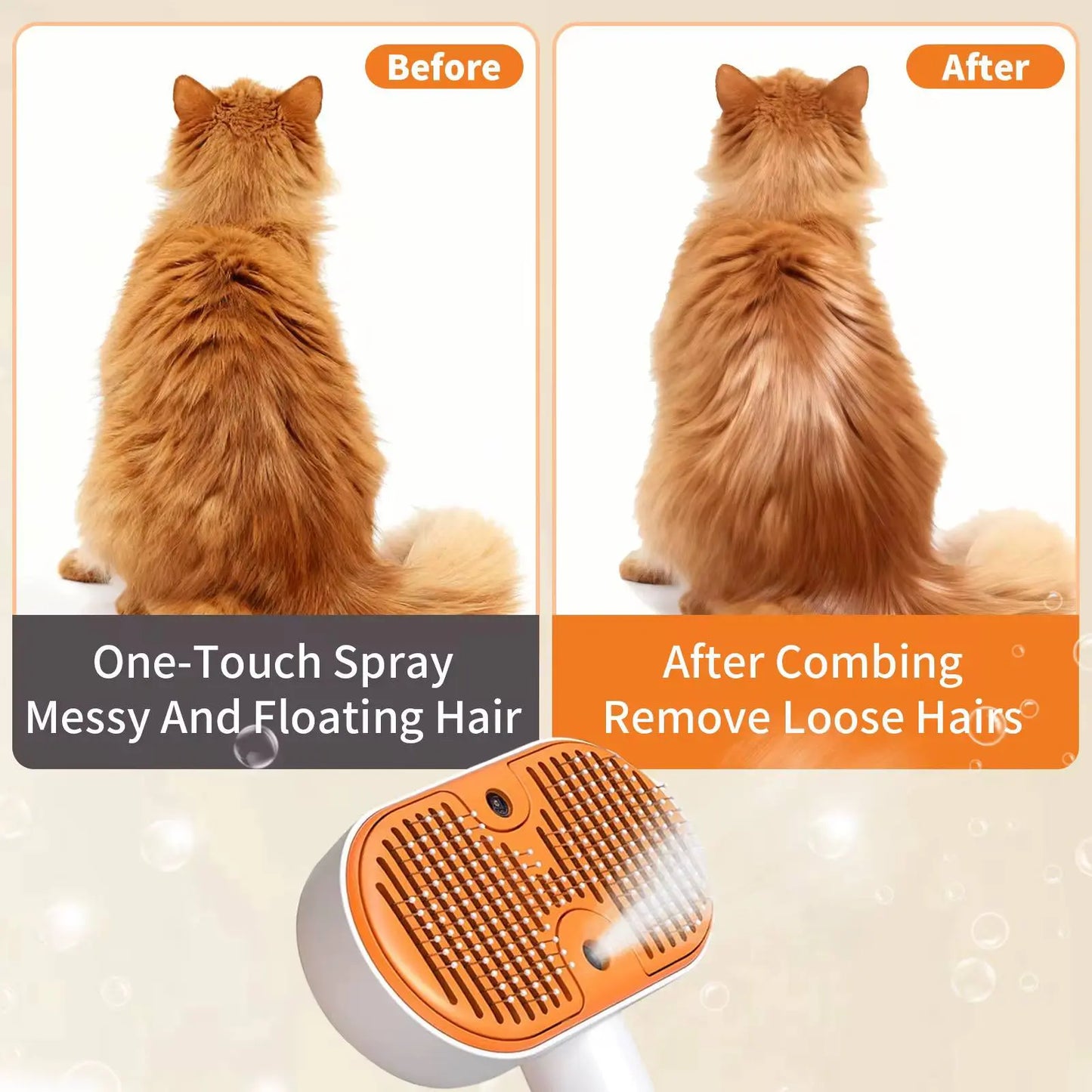 Upgraded 3-In-1 Steam Pet Grooming Brush for Dogs & Cats – Self-Cleaning Deshedding Comb with Spray Mist & UV Light