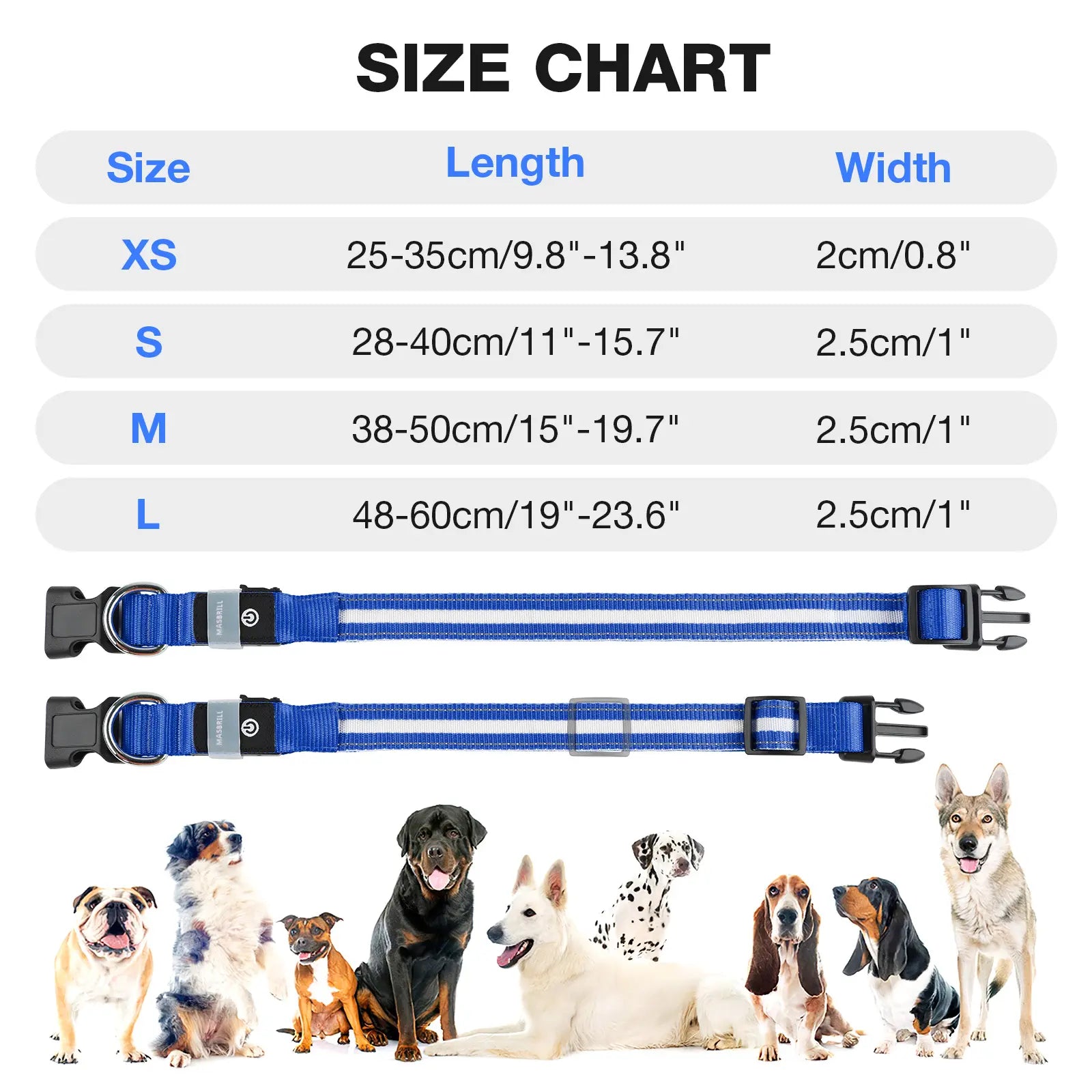 Ultra-Bright LED Dog Collar, Rechargeable & Waterproof, High Visibility Glow for Night Walks, Adjustable Safety Collar for All Dogs